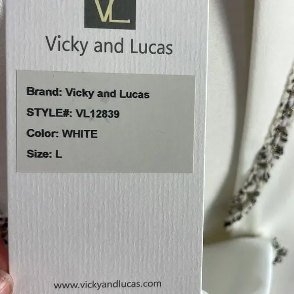 NWT Vicky and Lucas White Tweed Trim Jacket - Picture 5 of 7
